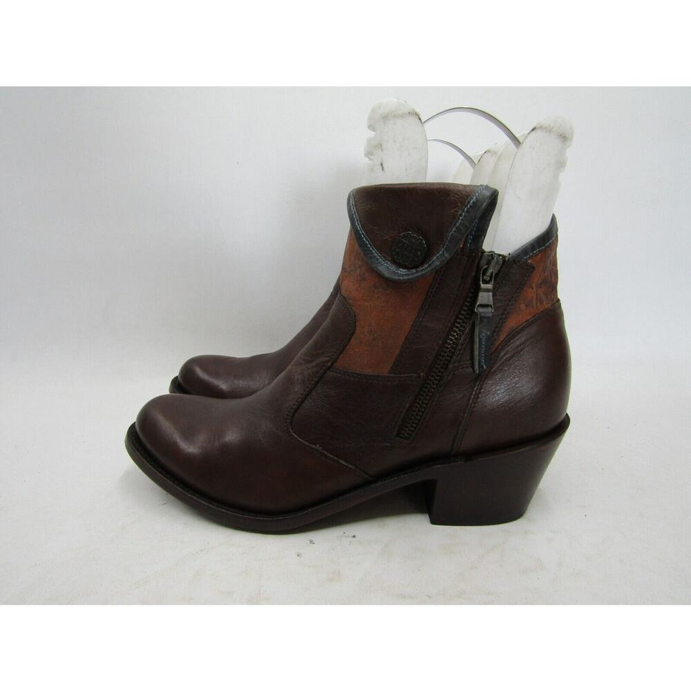 J B Dillon Womens Size 9 B Brown Goat Leather Zip Ankle Cowboy Boots